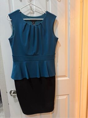 Enfocus Studio Teal Peplum Sheath Dress